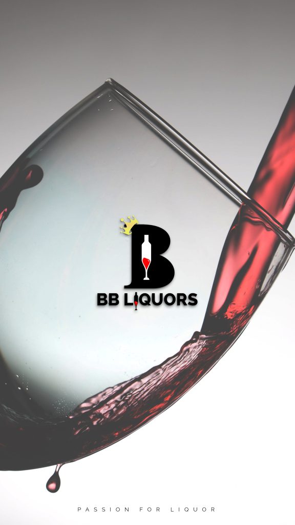 Brown Bag Liquors BB Liquors - Logo over Wine pouring